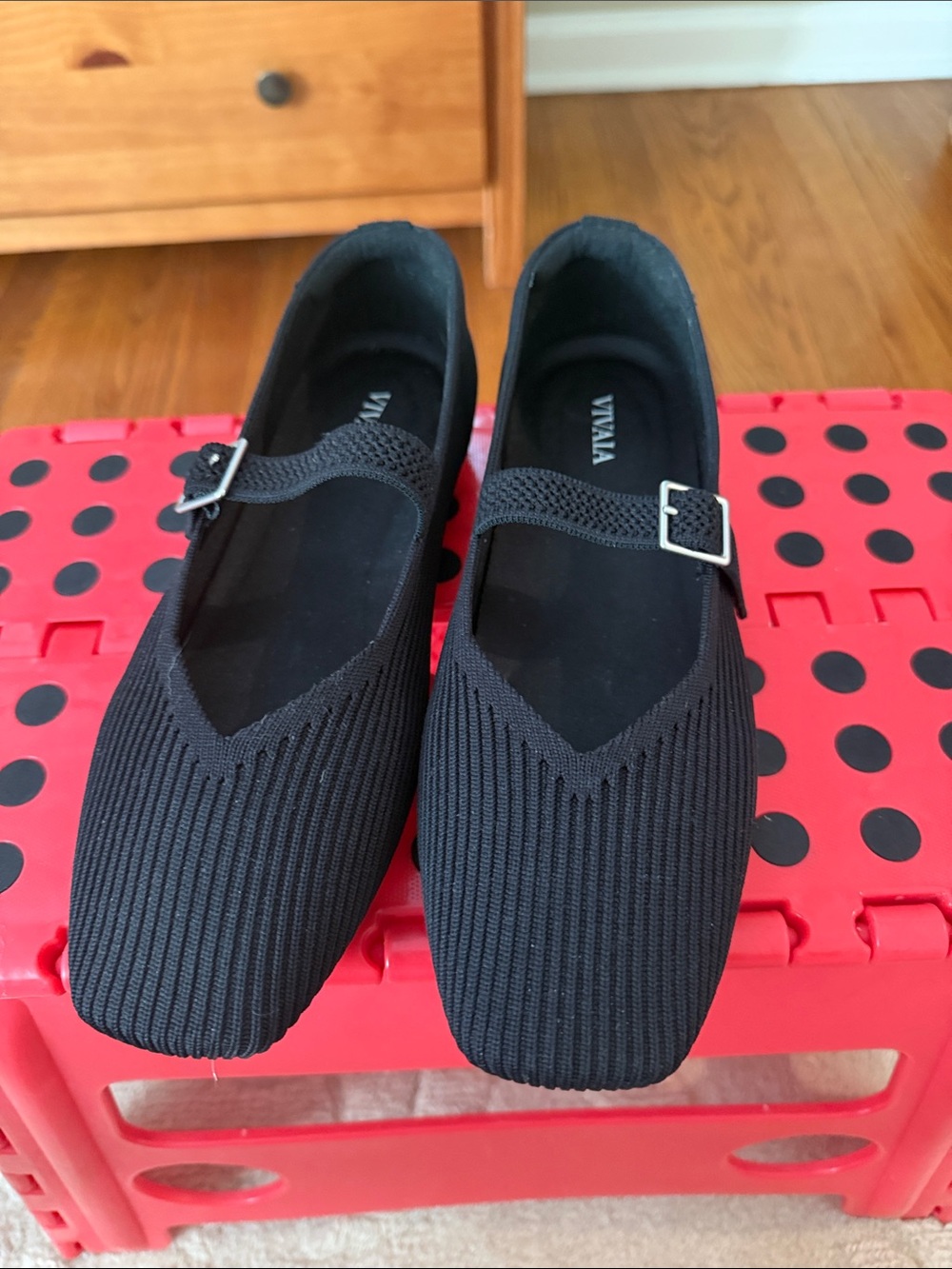 VIVAIA Margot Mary Jane Square-Toe Knit Flats